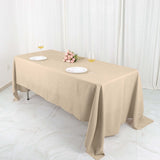 72"x120" Nude Polyester Rectangle Tablecloth, Reusable Linen Tablecloth