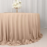 132inch Nude Premium Scuba Wrinkle Free Round Tablecloth, Seamless Scuba Polyester Tablecloth