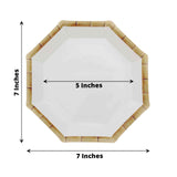 25 Pack | 7inch White Bamboo Print Rim Octagonal Salad Paper Plates