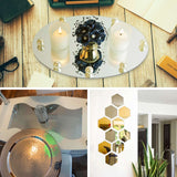 6 Pack | 8inch Hexagon Glass Mirror Table Centerpiece, Hanging Wall Decor