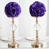 2 Pack | 7inch Purple Artificial Silk Rose Flower Ball, Silk Kissing Ball