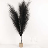 3 Stems | 44inch Black Artificial Pampas Grass Plant Sprays, Faux Branches Vase Flower Arrangement