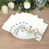 50 Pack Wildflower Butterfly Paper Beverage Napkins, Soft 2 Ply Highly Absorbent 