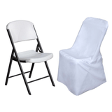 White Polyester Lifetime Folding Chair Covers, Durable Reusable Slip On Chair Covers