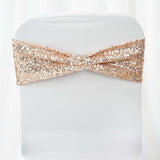 5 pack | 6x15 Blush | Rose Gold Sequin Spandex Chair Sash