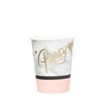 24 Pack | Blush/Rose Gold Marble 9oz Paper Cups, Disposable Cups For Party and All Purpose Use