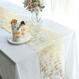 108inch Sparkly Metallic Gold Foil Thin Mesh Polyester Table Runner - 25GSM