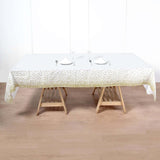 5 Pack White Rectangle Plastic Table Covers with Gold Confetti Dots, 54x108inch PVC Waterproof