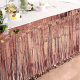 30inch x 9FT Metallic Foil Fringe Table Skirt, Self Adhesive Party Table Skirt - Blush | Rose Gold