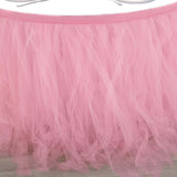 17FT Pink|Rose Quartz 4 Layer Tulle Tutu Pleated Table Skirts