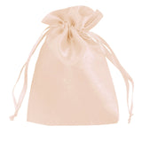 Beige satin drawstring gift bag for jewelry or small items #whtbkgd