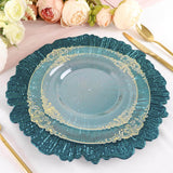 6 Pack | 13inch Peacock Teal Round Reef Acrylic Plastic Charger Plates, Dinner Charger Plates