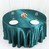 120inch Peacock Teal Satin Round Tablecloth