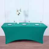 6ft Peacock Teal Spandex Stretch Fitted Rectangular Tablecloth
