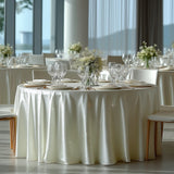 Scuba Round Tablecloth 120 Pearl White with Rhinestone Accents – Seamless, Wrinkle-Free