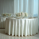 Scuba Round Tablecloth 132 Pearl White with Rhinestone Accents – Seamless, Wrinkle-Free