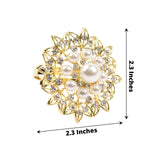 4 Pack | Pearl And Diamond Rhinestone Flower Gold Metal Napkin Rings