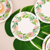 25 Pack | Rose/Peony 7inch Flower Wreath Dessert Appetizer Paper Plates, Disposable Party Plates