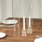 2 Pack 12inch Tall Clear Glass Candle Shades with 2.25inch Wide Open Ends