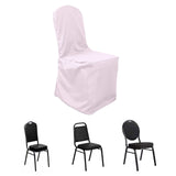 Blush Polyester Banquet Chair Cover, Reusable Stain Resistant Slip On Chair Cover