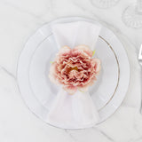 4-Pack Napkin Holders with Silk Peony Flower – Pink Floral Napkin Rings for Dining Table Settings