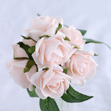 24 Roses | 2inch Rose Gold Blush Artificial Foam Flowers With Stem Wire and Leaves