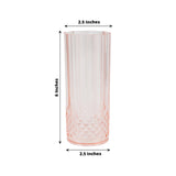 6 Pack 14oz Transparent Blush Crystal Cut Reusable Plastic Cocktail Tumbler Cups