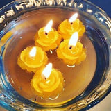 4 Pack | 2.5inches Gold Rose Flower Floating Candles, Wedding Vase Fillers