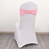 5 Pack Pink Spandex Chair Sashes with Gold Diamond Buckles, Elegant Stretch Chair Bands and Slide