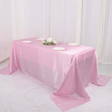 90x132Inch Pink Satin Seamless Rectangular Tablecloth