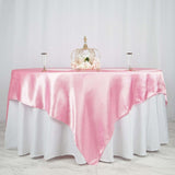 90"x90" Pink Satin Square Table Overlay