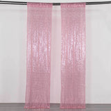 2 Pack Pink Sequin Event Curtain Drapes with Rod Pockets, Seamless Backdrop