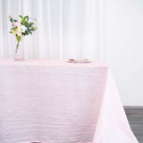 90x132Inch Blush Rose Gold Accordion Crinkle Taffeta Rectangular Tablecloth