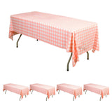 5 Pack Pink Checkered Rectangle Plastic Table Covers, 54x108inch PVC Waterproof Disposable