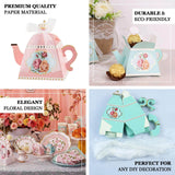 25 Pack 4inch Dusty Rose Mini Teapot Favor Boxes, Tea Time Gift Box with Ribbon