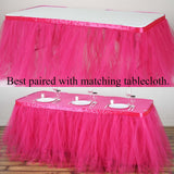 14FT Fuchsia 4 Layer Tulle Tutu Pleated Table Skirts