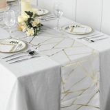 9ft Silver With Gold Foil Geometric Pattern Table Runner