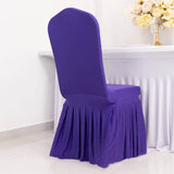 Purple Ruffle Pleated Skirt Banquet Spandex Chair Slipcover, 1-Piece Stretch Fitted Chair Cover