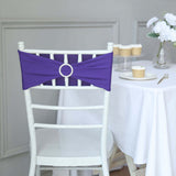 5 pack | 5"x14" Purple Spandex Stretch Chair Sash with Silver Diamond Ring Slide Buckle