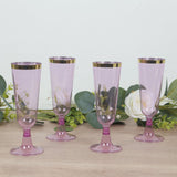 12 Pack Transparent Purple Disposable Champagne Flutes with Gold Rim, 5oz Plastic Toasting Cocktail