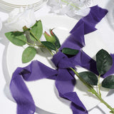 6yd Purple Silk-Like Chiffon Linen Ribbon Roll For Bouquets, Wedding Invitations Gift Wrapping