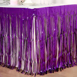 30inch x 9ft Purple Metallic Foil Fringe Table Skirt, Tinsel Table Skirt