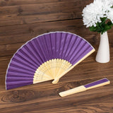 5 Pack Purple Asian Silk Folding Fans Party Favors, Oriental Folding Fan Favors