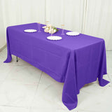 72"x120" Purple Polyester Rectangle Tablecloth, Reusable Linen Tablecloth