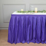 21ft Purple Pleated Polyester Table Skirt, Banquet Folding Table Skirt