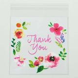 100 Pack Clear White PVC Favor Bags With Thank You Floral Print