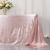 90x132inch Shiny Blush Rose Gold Polyester Rectangular Tablecloth With Shimmer Sequin Dots