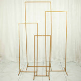 Set of 4 | Gold Metal Frame Wedding Arch, Rectangular Backdrop Stand, Floral Display Frame