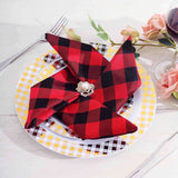 5 Pack | Black/Red Buffalo Plaid Cloth Dinner Napkins, Gingham Style | 15x15Inch