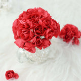 144 Pack | Red Paper Mini Craft Roses, DIY Craft Flowers With Wired Stem